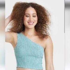 A NEW DAY BLUE STRIPE ONE SHOULDER TUBE TOP. MULTI SIZES/ NWT